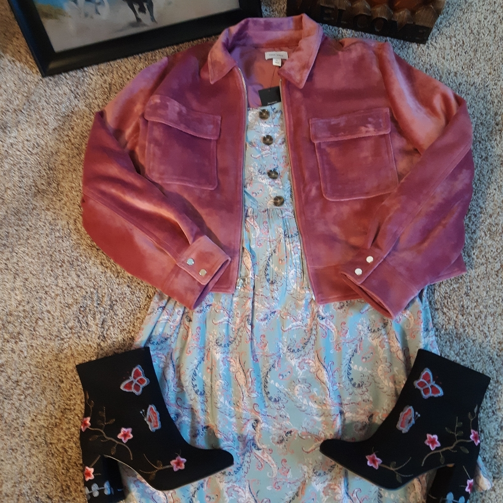 Nine West sz XL Pink Velvet Jacket